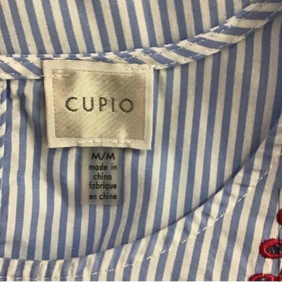 Cupio Embroidery Baby Blue Dress Cold Shoulders Size M - Picture 7 of 8